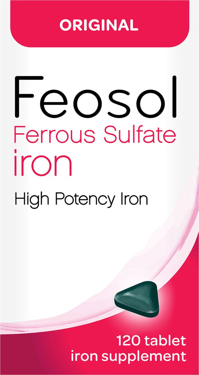 slide 4 of 7, Feosol Iron Ferrous Sulfate High Potency Original Tablets, 120 ct