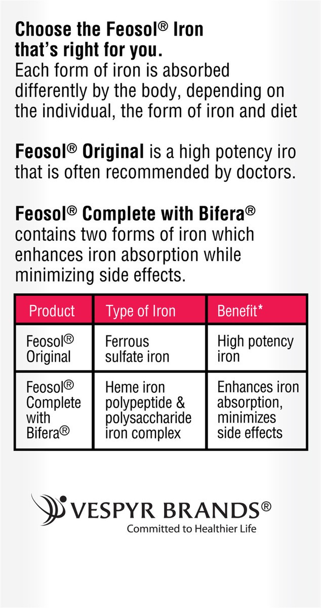 slide 5 of 7, Feosol Iron Ferrous Sulfate High Potency Original Tablets, 120 ct