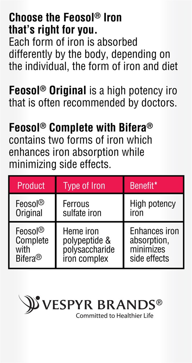 slide 6 of 7, Feosol Iron Ferrous Sulfate High Potency Original Tablets, 120 ct