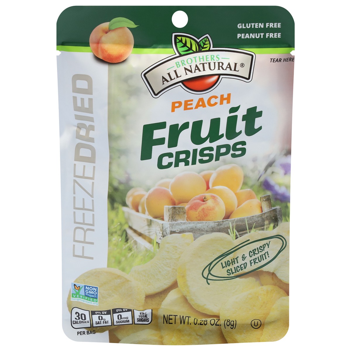 slide 1 of 9, Brothers All Natural Freeze Dried Peach Fruit Crisps 0.28 oz, 0.28 oz