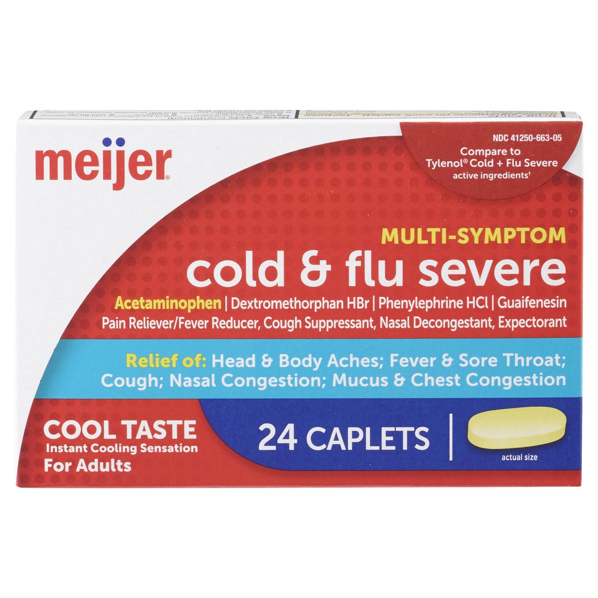 slide 1 of 17, Meijer Cold & Flu Severe Multi Symptom Cool Taste Caplets, 24, 24 ct