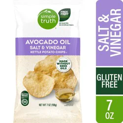 Simple Truth Kettle Cooked Avocado Oil Salt & Vinegar Potato Chips, 7 oz