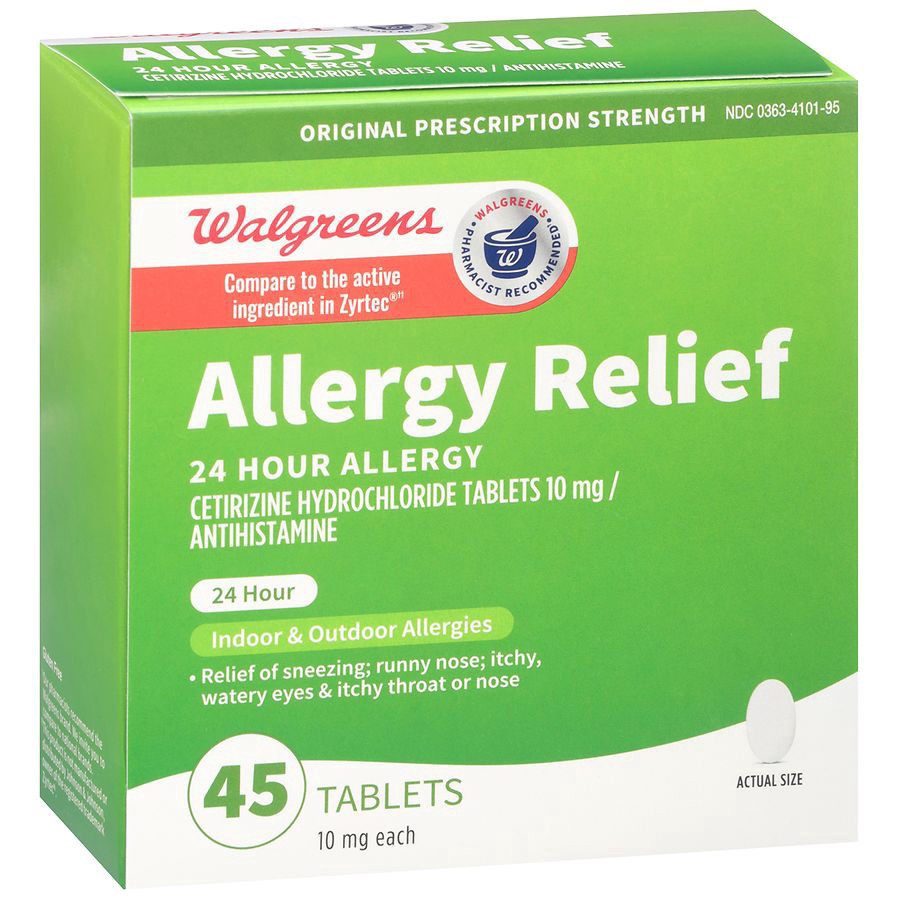slide 2 of 5, Walgreens Original Prescription Strength Wal-Zyr 24 Hour Allergy Tablets, 45 ct