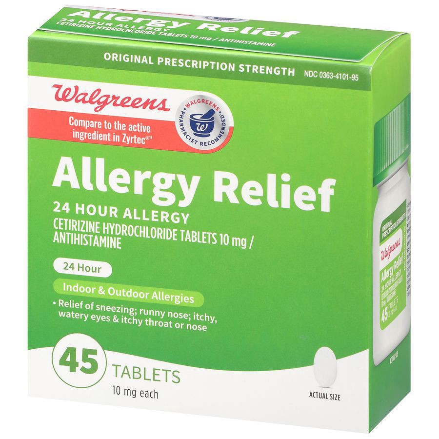 slide 4 of 5, Walgreens Original Prescription Strength Wal-Zyr 24 Hour Allergy Tablets, 45 ct