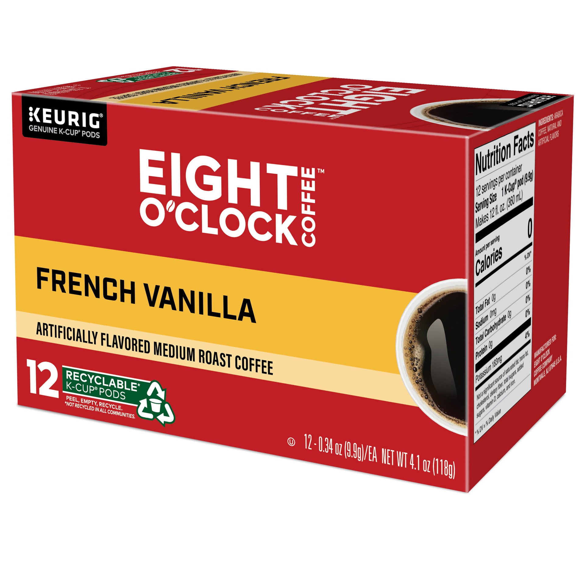 slide 10 of 10, Eight O'Clock Coffee K-Cup Pods Medium Roast French Vanilla Coffee 12 - 0.34 oz Pods, 12 ct