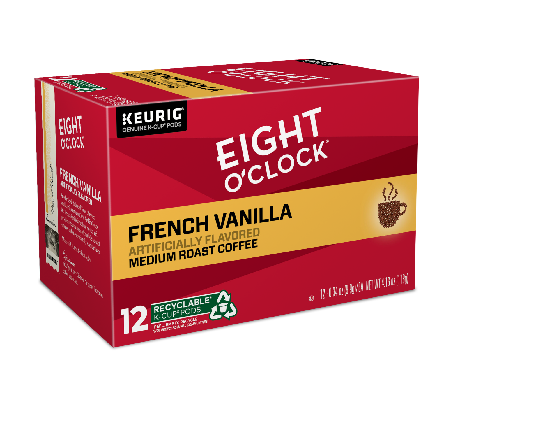 slide 2 of 10, Eight O'Clock Coffee K-Cup Pods Medium Roast French Vanilla Coffee 12 - 0.34 oz Pods, 12 ct