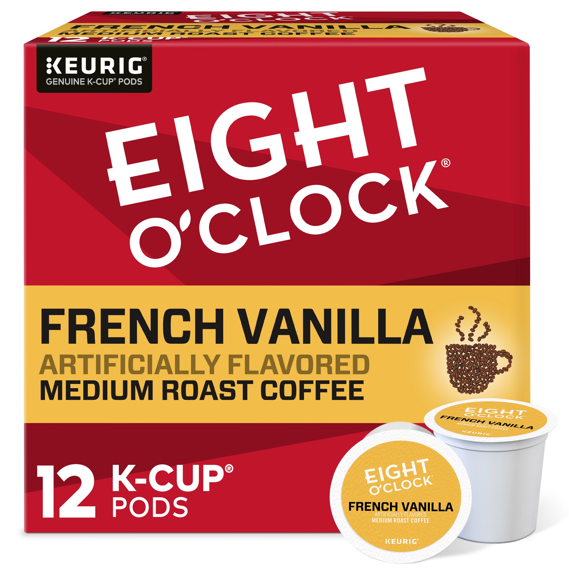 slide 3 of 10, Eight O'Clock Coffee K-Cup Pods Medium Roast French Vanilla Coffee 12 - 0.34 oz Pods, 12 ct