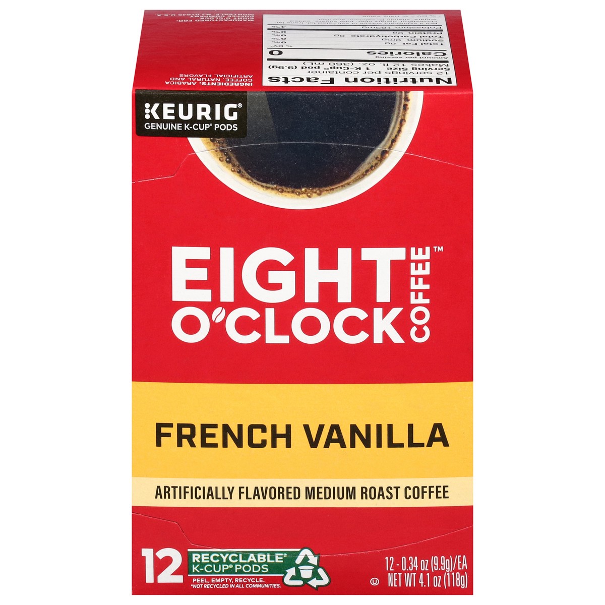 slide 1 of 10, Eight O'Clock Coffee K-Cup Pods Medium Roast French Vanilla Coffee 12 - 0.34 oz Pods, 12 ct