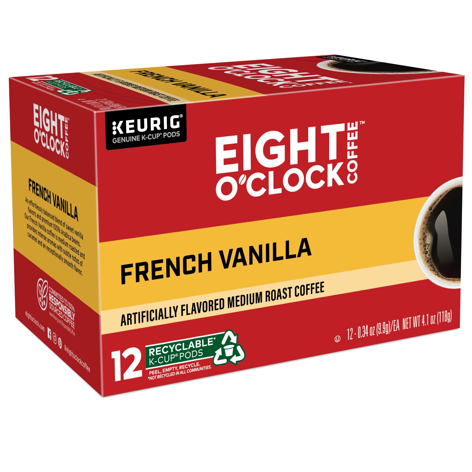 slide 6 of 10, Eight O'Clock Coffee K-Cup Pods Medium Roast French Vanilla Coffee 12 - 0.34 oz Pods, 12 ct