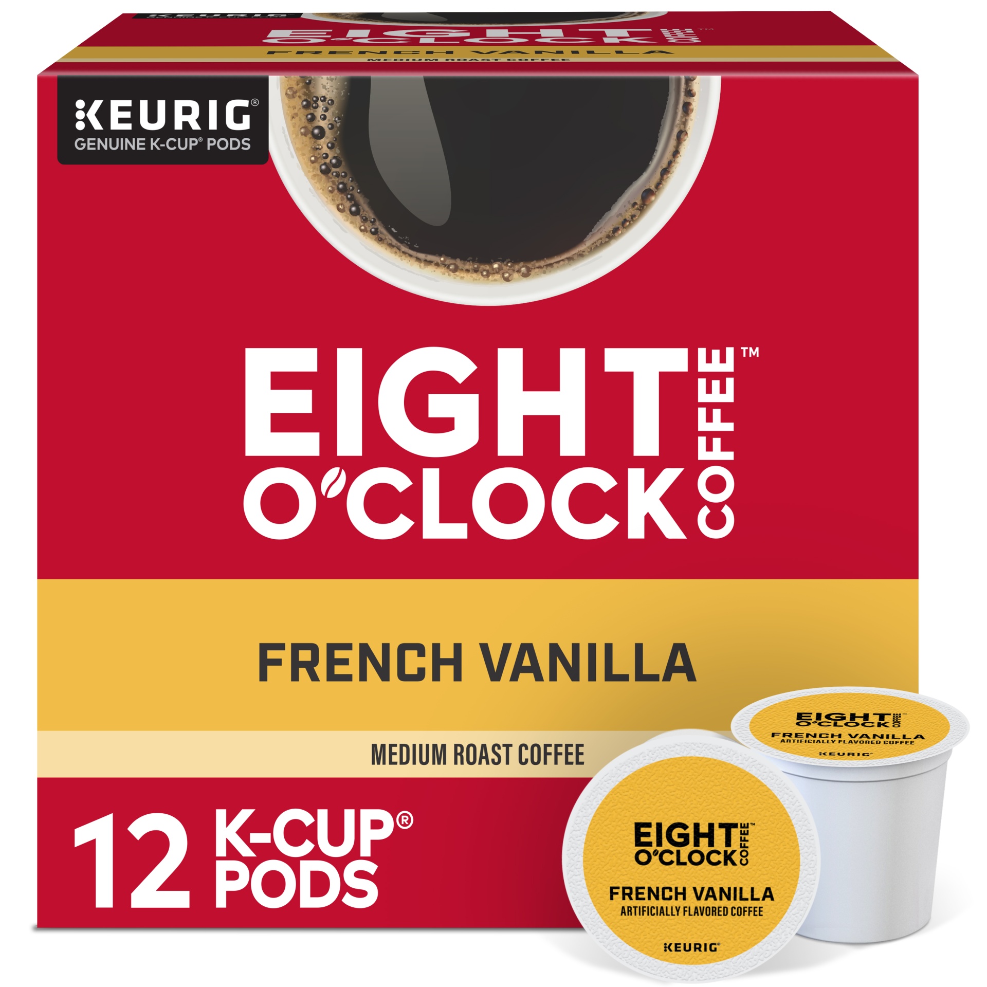 slide 1 of 1, Eight O'Clock Coffee French Vanilla, Keurig Single Serve K-Cup Pods, Light Roast, 12 Count, 12 ct