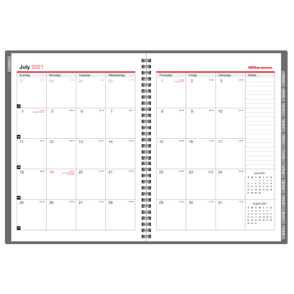 Office Depot Brand Weekly Monthly Academic Planner 8 1 2 X 11 30 Recycled Gray July