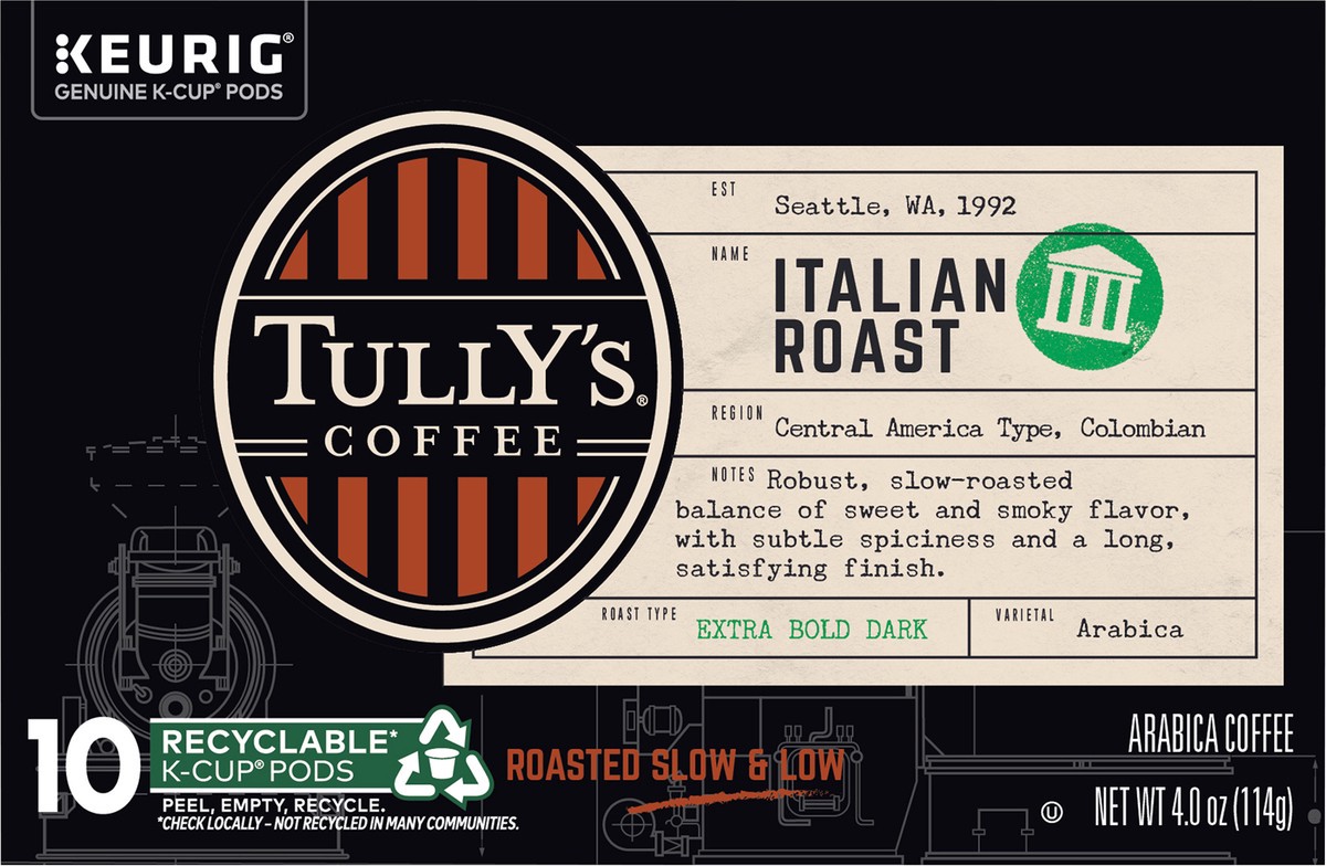 slide 7 of 9, Tully's Dark Italian Roast K-Cup - 4 oz, 