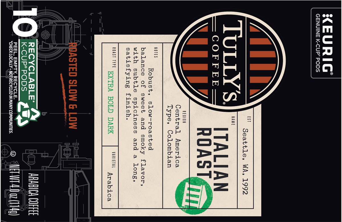 slide 2 of 9, Tully's Dark Italian Roast K-Cup - 4 oz, 