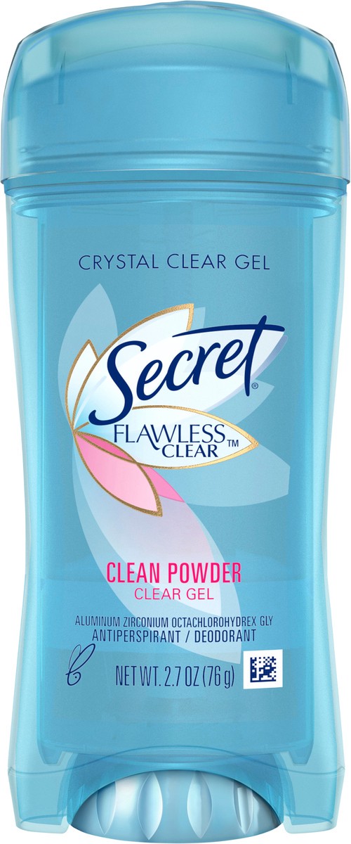 slide 3 of 3, Secret Flawless Clear Gel Antiperspirant and Deodorant for Women, Clean Powder, 2.7 oz, 2.7 oz