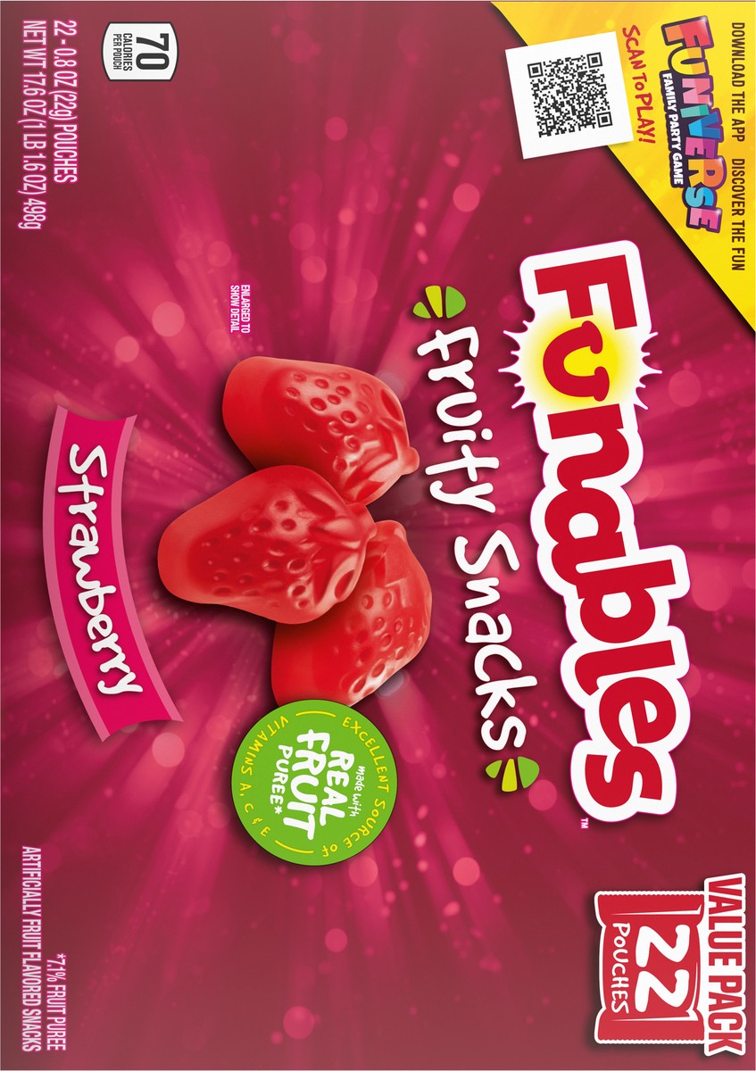 slide 2 of 9, Funables Strawberry Fruity Snacks 22 - 0.8 oz Pouches, 22 ct