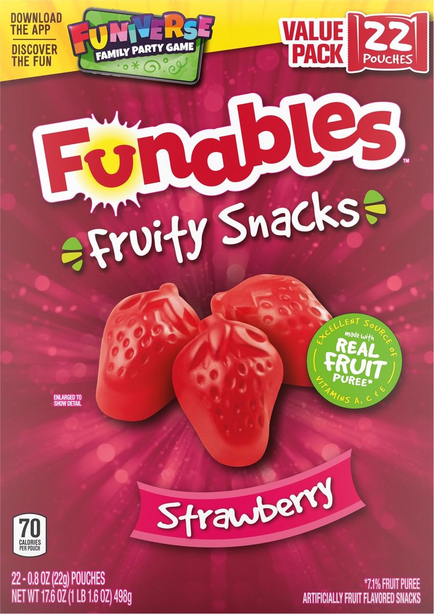 slide 9 of 9, Funables Strawberry Fruity Snacks 22 - 0.8 oz Pouches, 22 ct