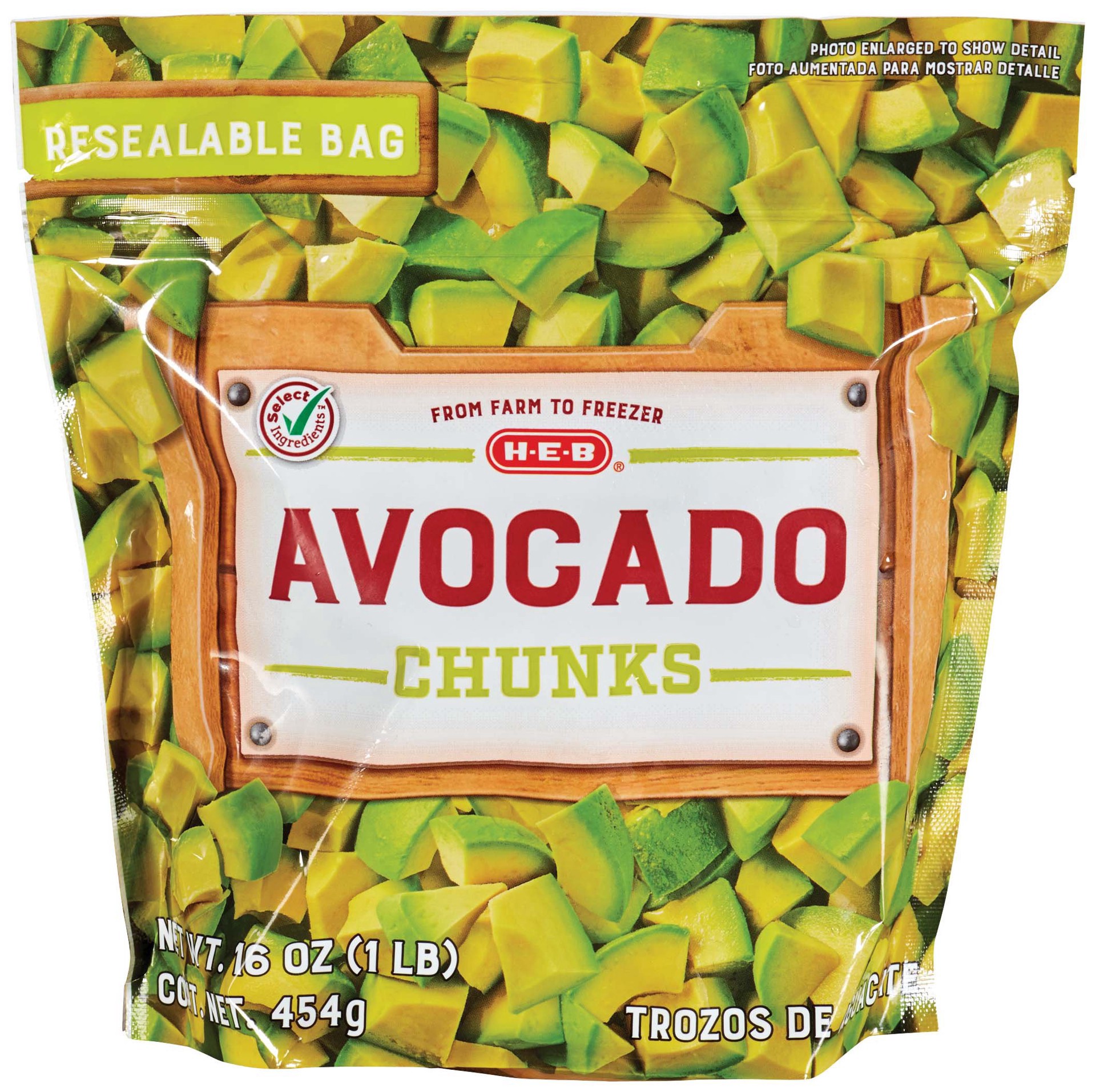 slide 1 of 1, H-E-B Frozen Avocado Chunks, 16 oz