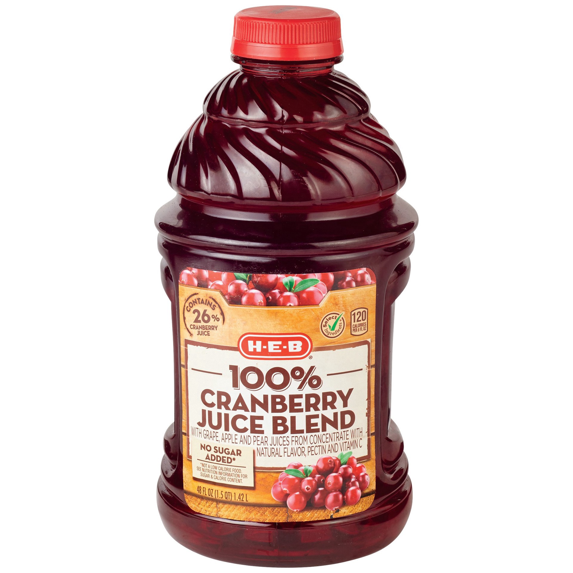 slide 1 of 1, H-E-B 100% Cranberry Juice Blend, 48 oz