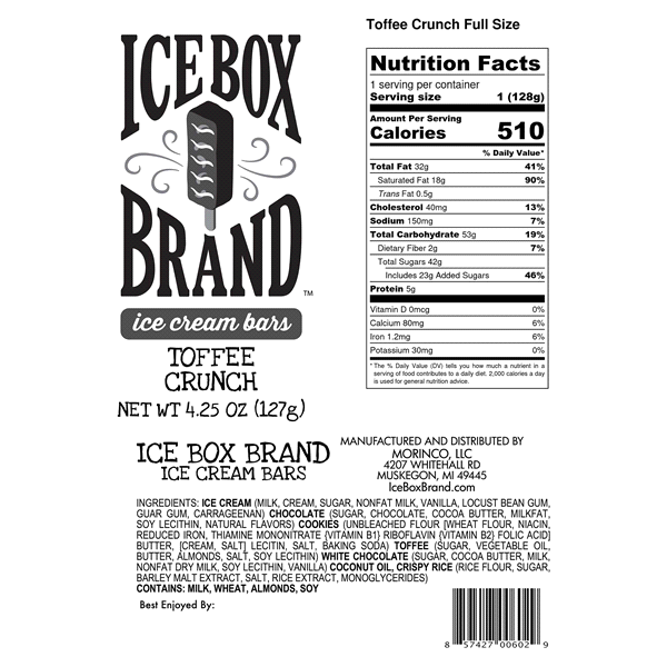 slide 4 of 5, Ice Box Brand Morinco Toffee Crunch Full Size, 4.25 oz