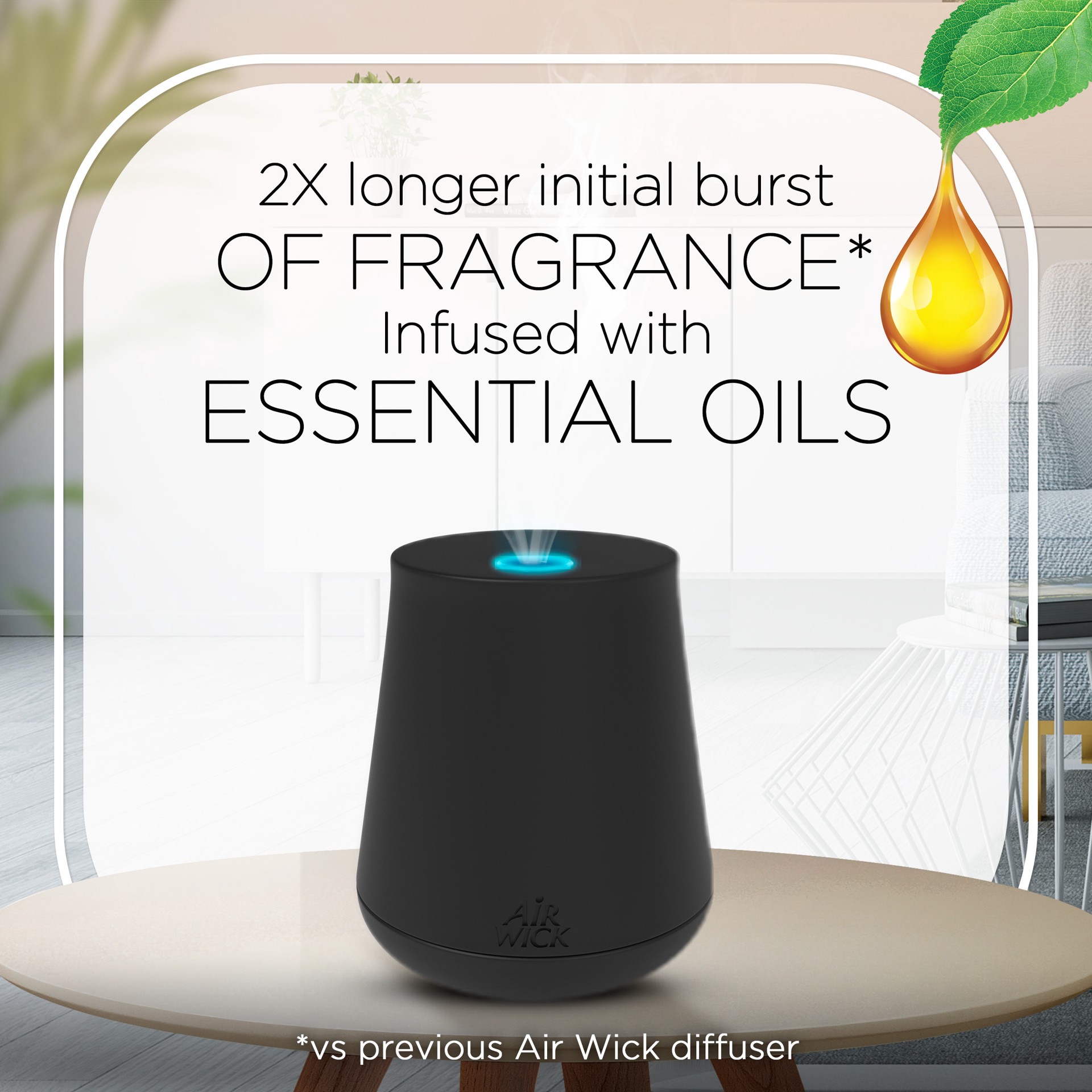 slide 2 of 3, Air Wick Essential Mist Starter Kit (Diffuser + Refill), Apple Cinnamon, Fall Scent, Essential Oils Diffuser, Air Freshener, 0.67 oz