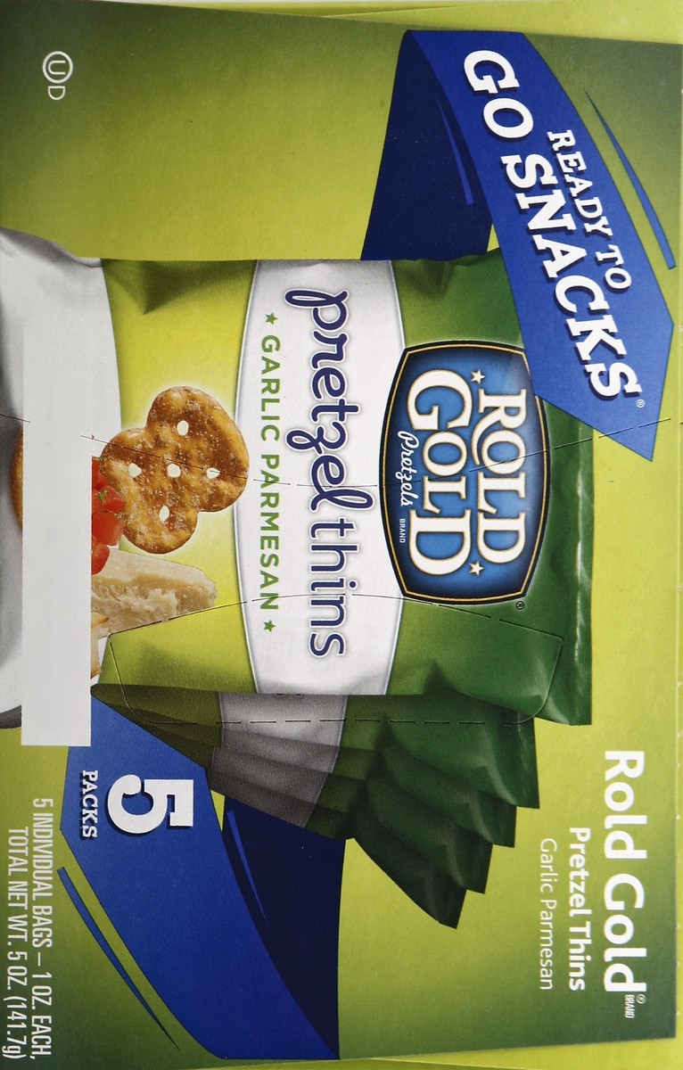 slide 3 of 5, Rold Gold Garlic Parmesan Pretzel Thins, 5 oz