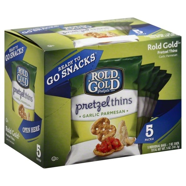 slide 1 of 5, Rold Gold Garlic Parmesan Pretzel Thins, 5 oz