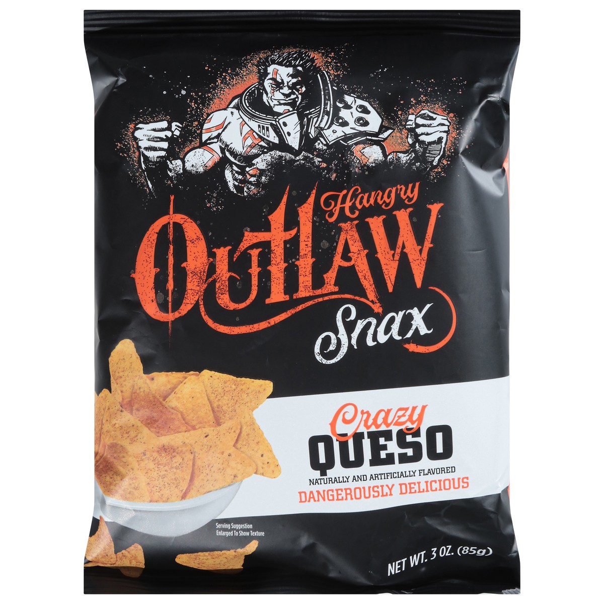 slide 2 of 4, Outlaw Snax Crazy Queso Chips 3 oz, 3 oz