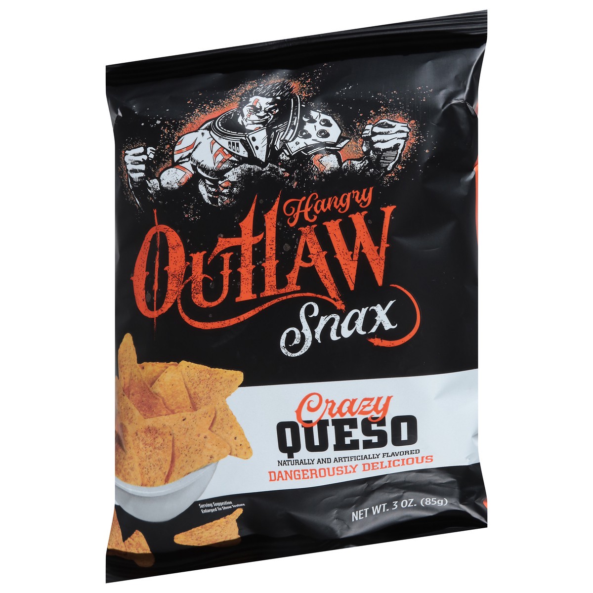 slide 3 of 4, Outlaw Snax Crazy Queso Chips 3 oz, 3 oz