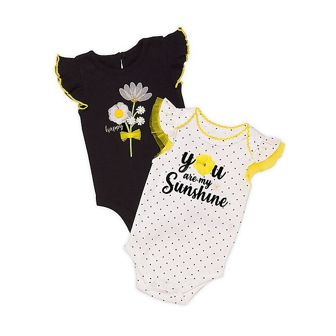slide 1 of 1, Baby Starters Newborn Sunshine Bodysuits - Black, 2 ct