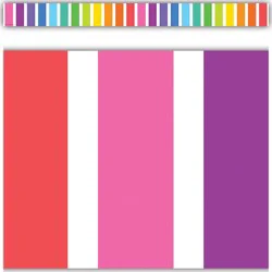 Teacher Created Resources Straight Border Trim, 3" x 35", Colorful Stripes, Pack of 12