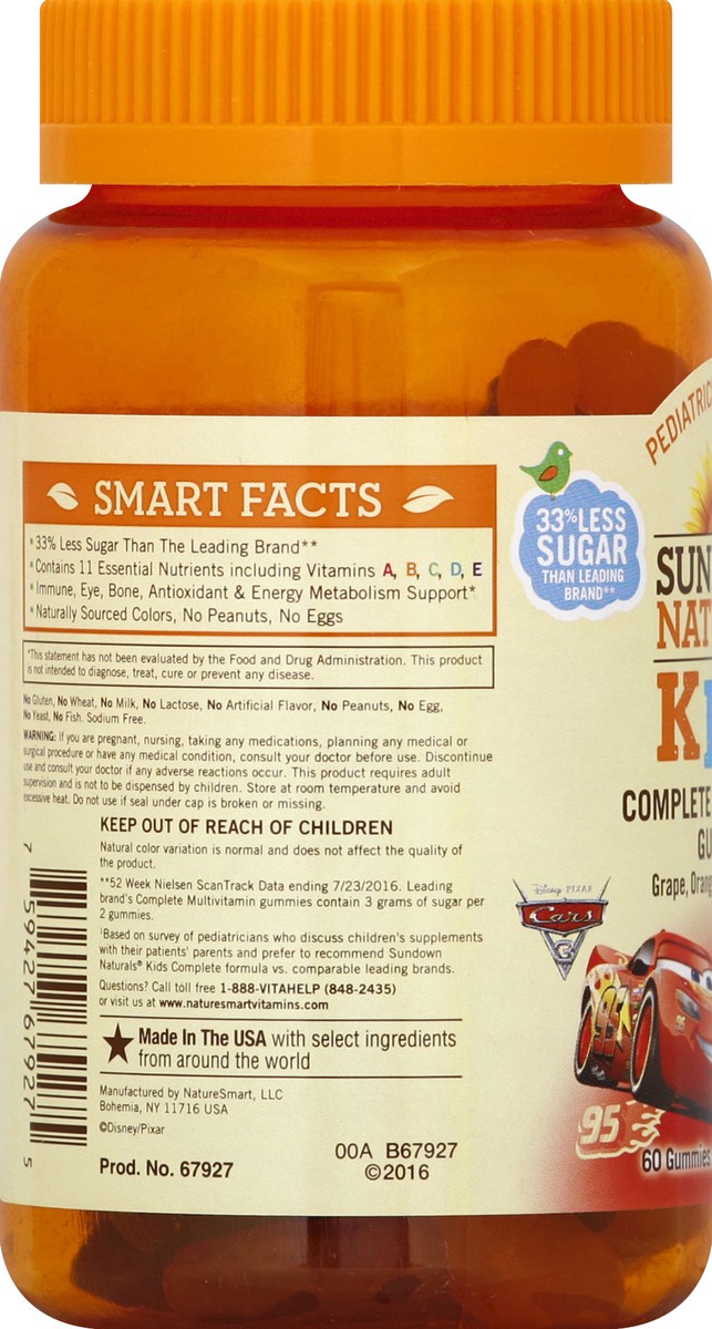 slide 3 of 4, Sundown Naturals Kids Complete Multivitamin Gummies Grape, Orange & Cherry, 60 ct