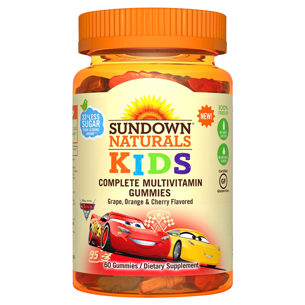 slide 1 of 4, Sundown Naturals Kids Complete Multivitamin Gummies Grape, Orange & Cherry, 60 ct