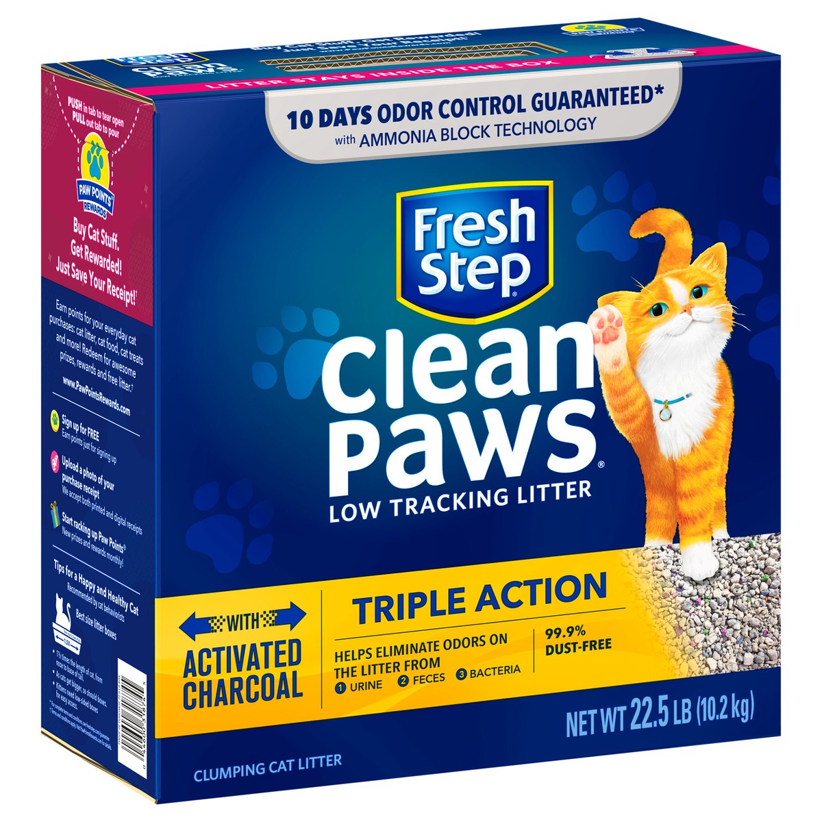 slide 4 of 9, Fresh Step Clean Paws Triple Action Low Tracking Clumping Cat Litter, 22.5 lb