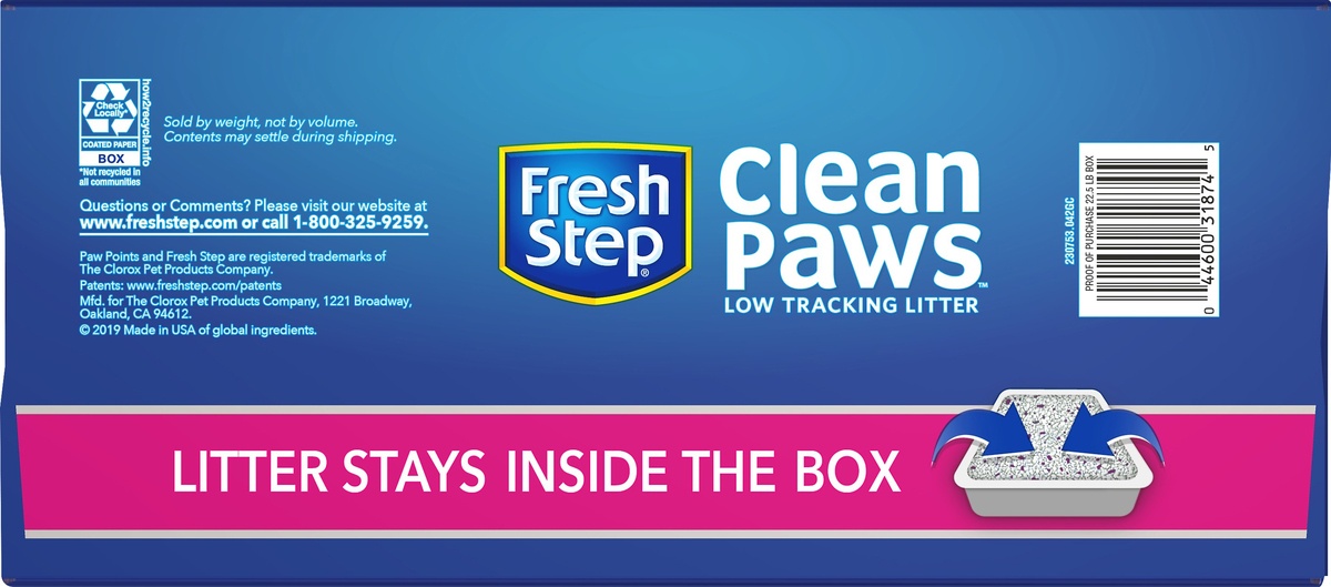 slide 4 of 7, Fresh Step Clean Paws Triple Action Low Tracking Clumping Cat Litter, 22.5 lb