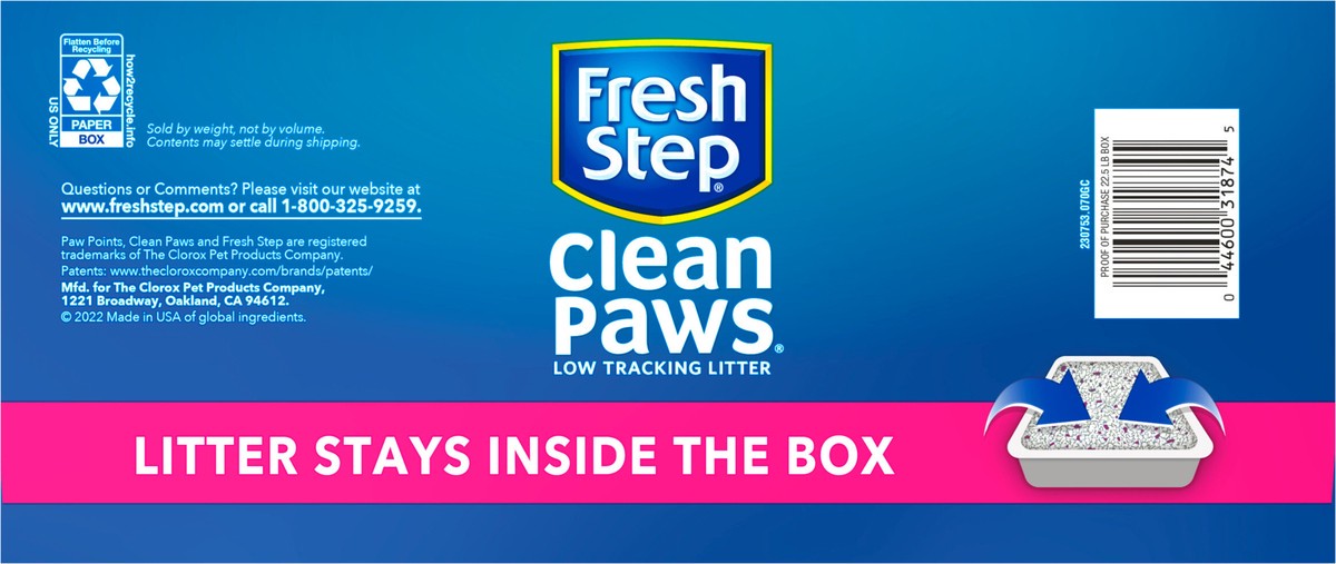 slide 6 of 9, Fresh Step Clean Paws Triple Action Low Tracking Clumping Cat Litter, 22.5 lb