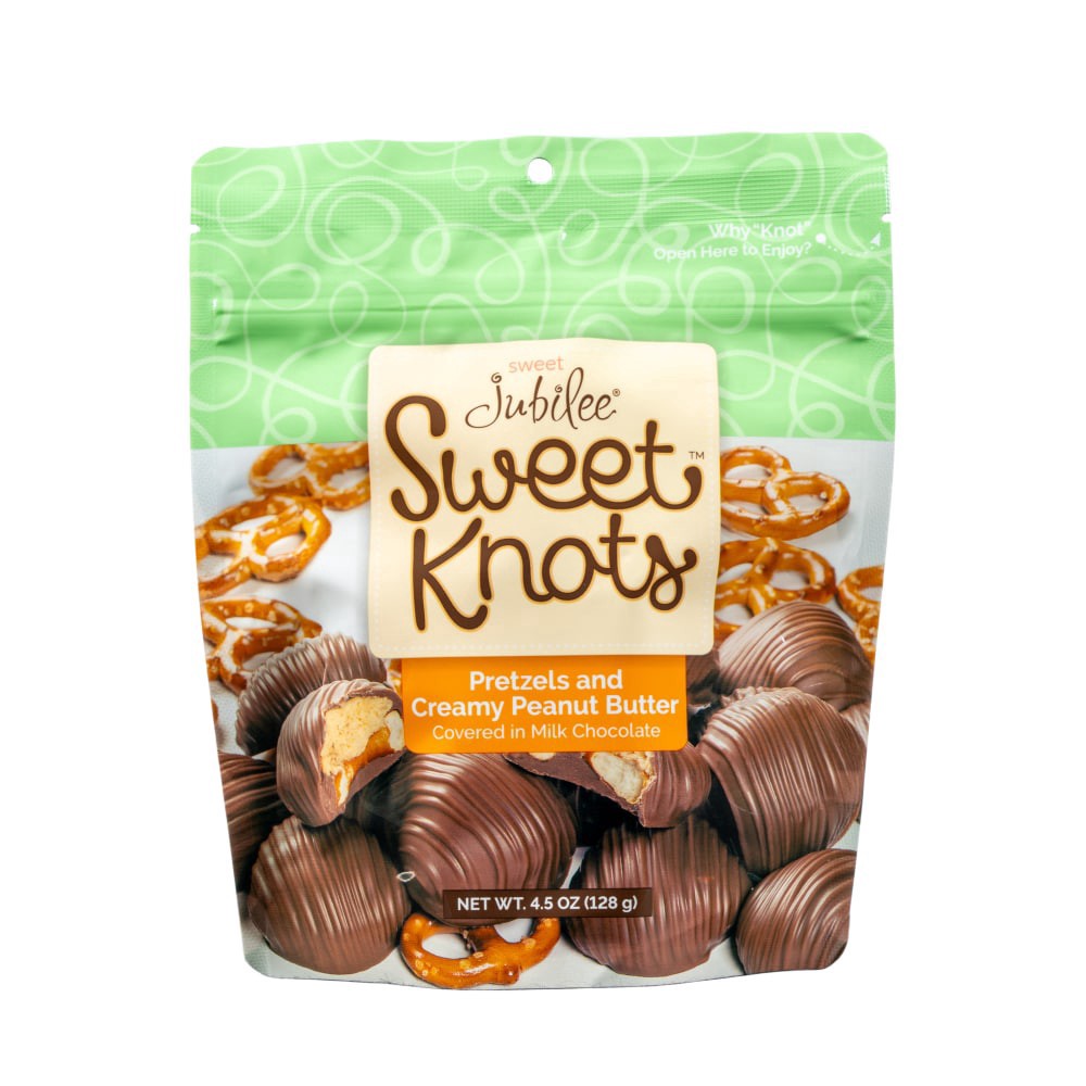 slide 1 of 1, Sweet Jubilee Sweet Knots Pretzels And Creamy Peanut Butter, 4.5 oz