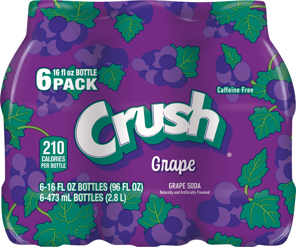 slide 4 of 7, Crush Caffeine Free Grape Soda 6- 16 fl oz Bottles, 96 fl oz