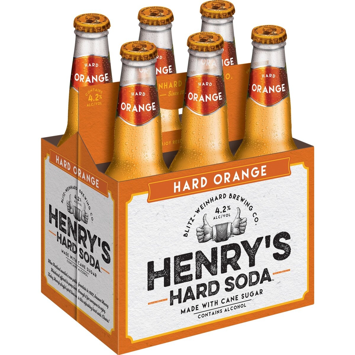 slide 3 of 3, Henry's Hard Soda Hard Orange Bottles, 6 ct; 12 fl oz