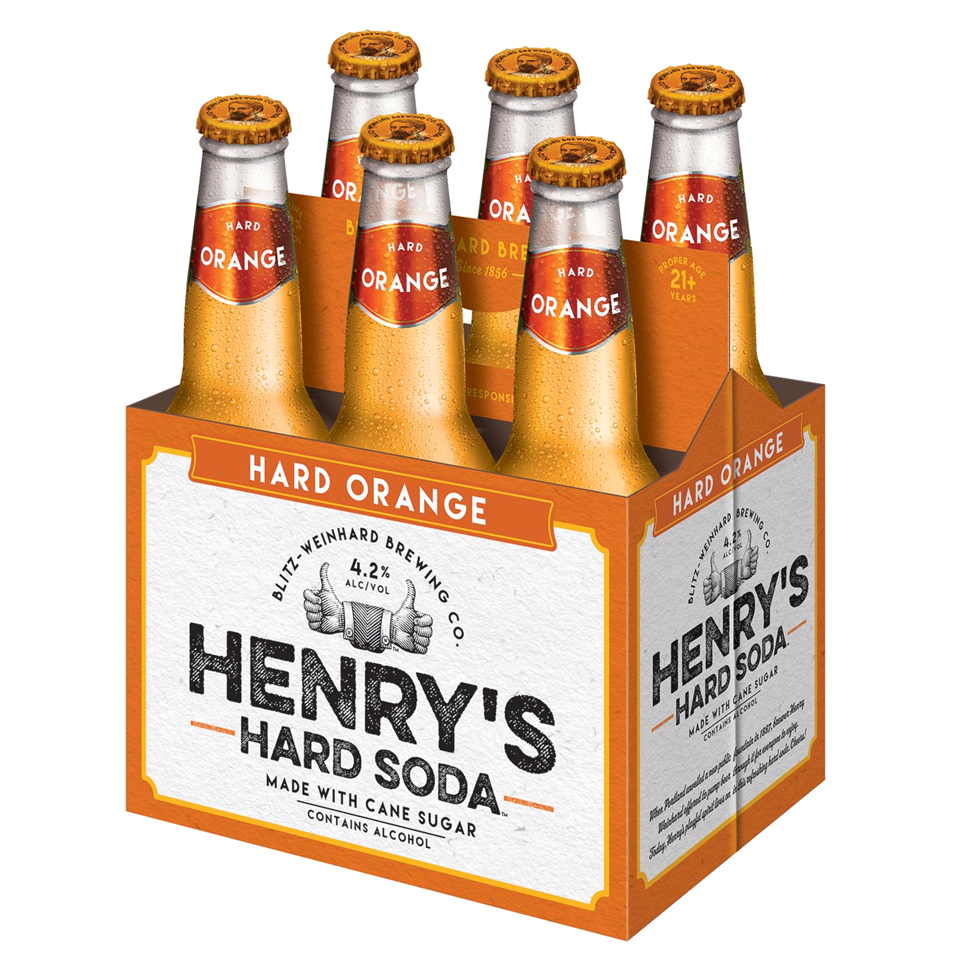 slide 13 of 13, Henry's Hard Soda Hard Orange Henry's Hard Soda Orange, 6 Pack, 12 fl. oz. Bottles, 4.2% ABV, 6 ct; 12 fl oz