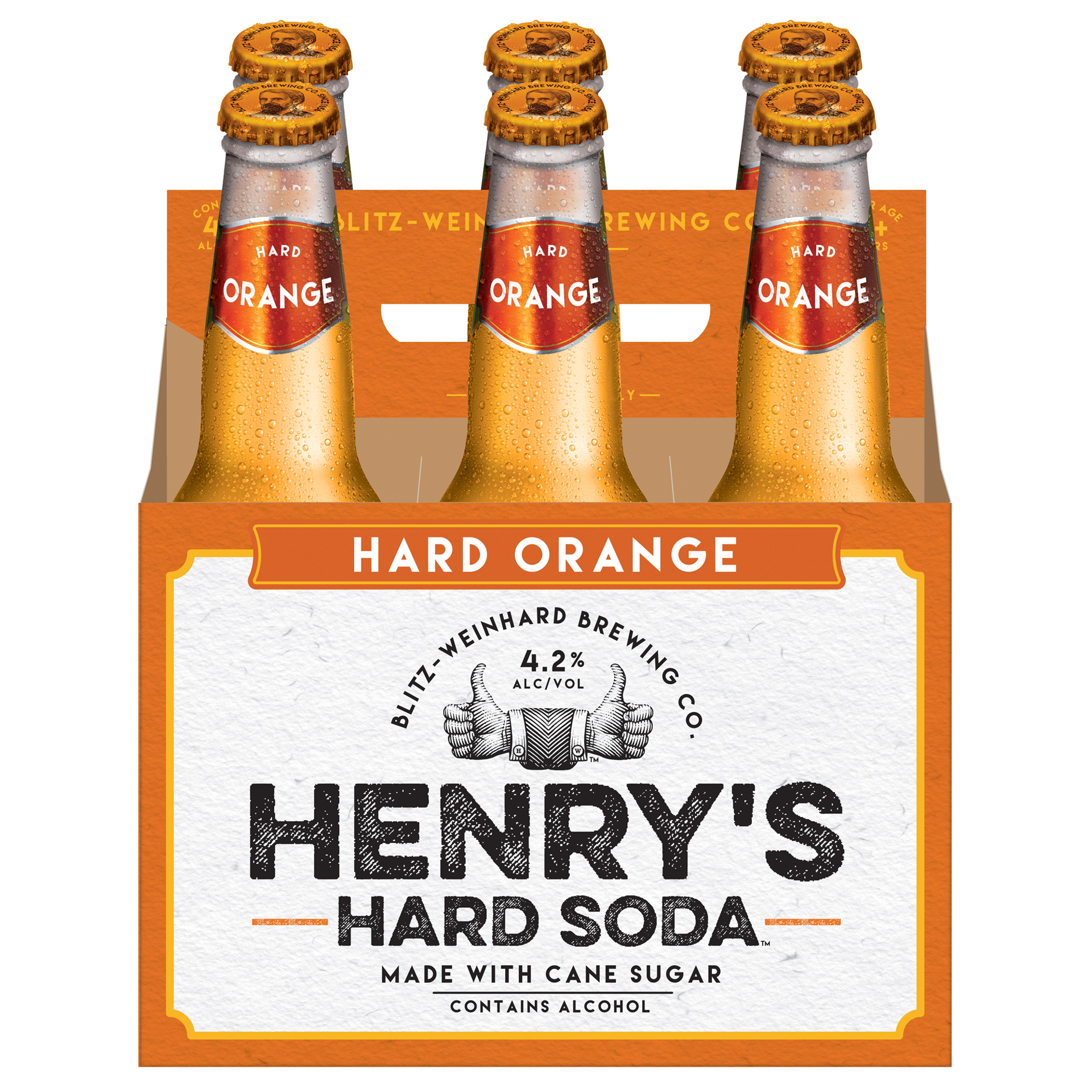 slide 11 of 13, Henry's Hard Soda Hard Orange Henry's Hard Soda Orange, 6 Pack, 12 fl. oz. Bottles, 4.2% ABV, 6 ct; 12 fl oz