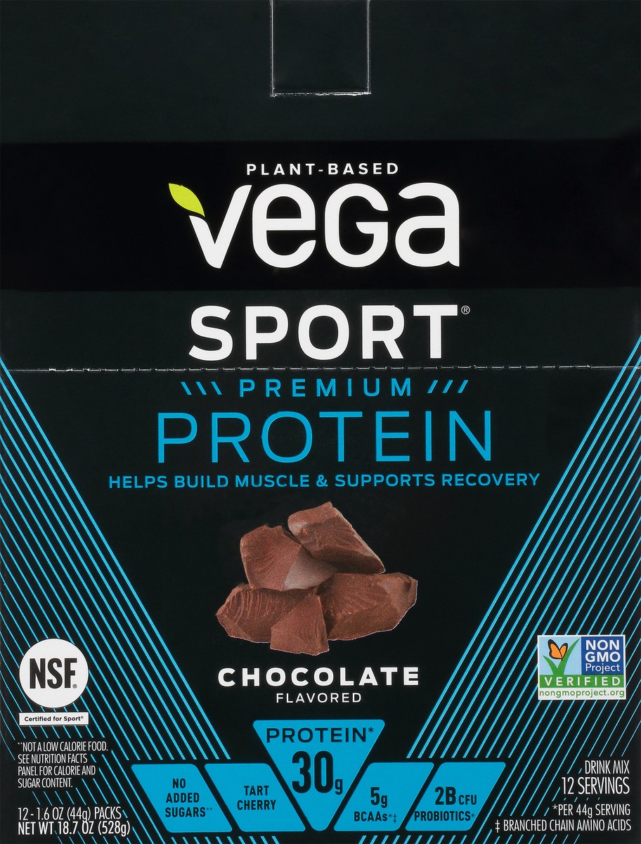 slide 1 of 9, Vega Sport Chocolate Flavored Premium Protein Powder, 18.7 oz