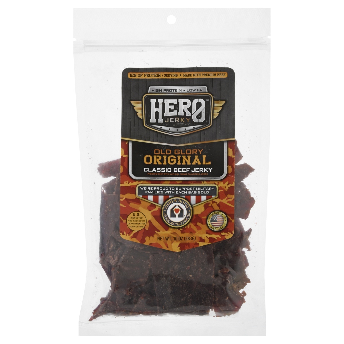 slide 1 of 1, Hero Jerky Classic Old Glory Original Beef Jerky 10 oz, 