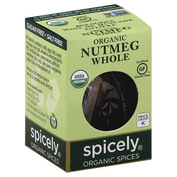slide 1 of 1, Spicely, Nutmeg, Whole, Organic, 1-0.1 oz