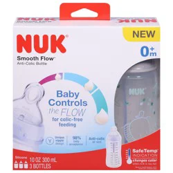 Nuk Smooth Flow 10 Ounce Silicone Anti-Colic Bottle 3 ea
