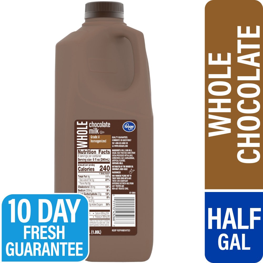 slide 1 of 5, Kroger Grade A Chocolate Milk, 1/2 gal