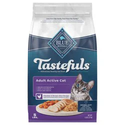 Blue Buffalo Tastefuls Natural Dry Food for Active Adult Cats, Chicken and Brown Rice Recipe, 5-lb. Bag