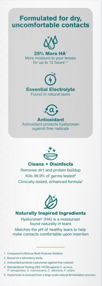 slide 3 of 7, Biotrue 10oz Biotrue Hydration Plus Twin Pk MPS + LC, 2 ct