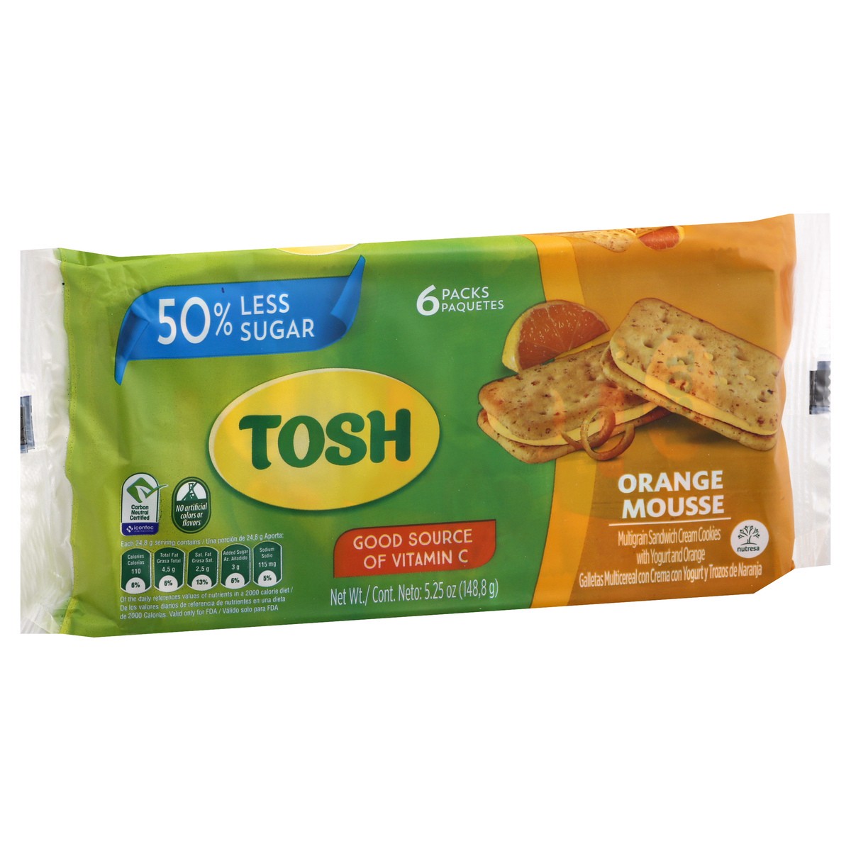 slide 7 of 13, Tosh Orange Mousse Multigrain Sandwich Cream Cookies 6 ea, 6 ct