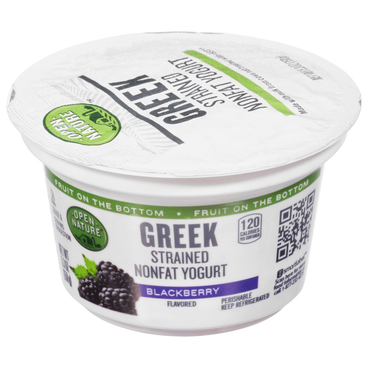 slide 1 of 9, Open Nature Greek Yogurt Blackberry Nonfat, 5.3 oz