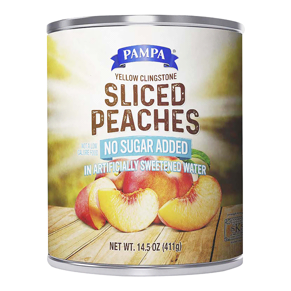 slide 1 of 1, Pampa Yellow Clingstone Sliced Peaches No Sugar Added, 14.5 oz